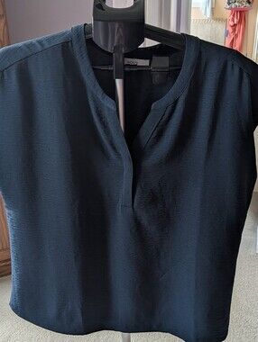 Ricki's Navy Short-Sleeve Split-Neck Blouse